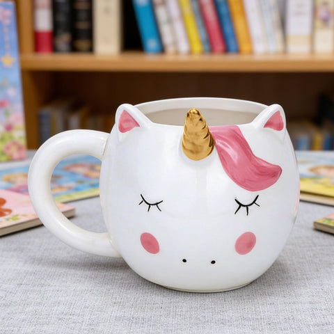 Taza de cerámica Arawat unicornio 3D para té o café