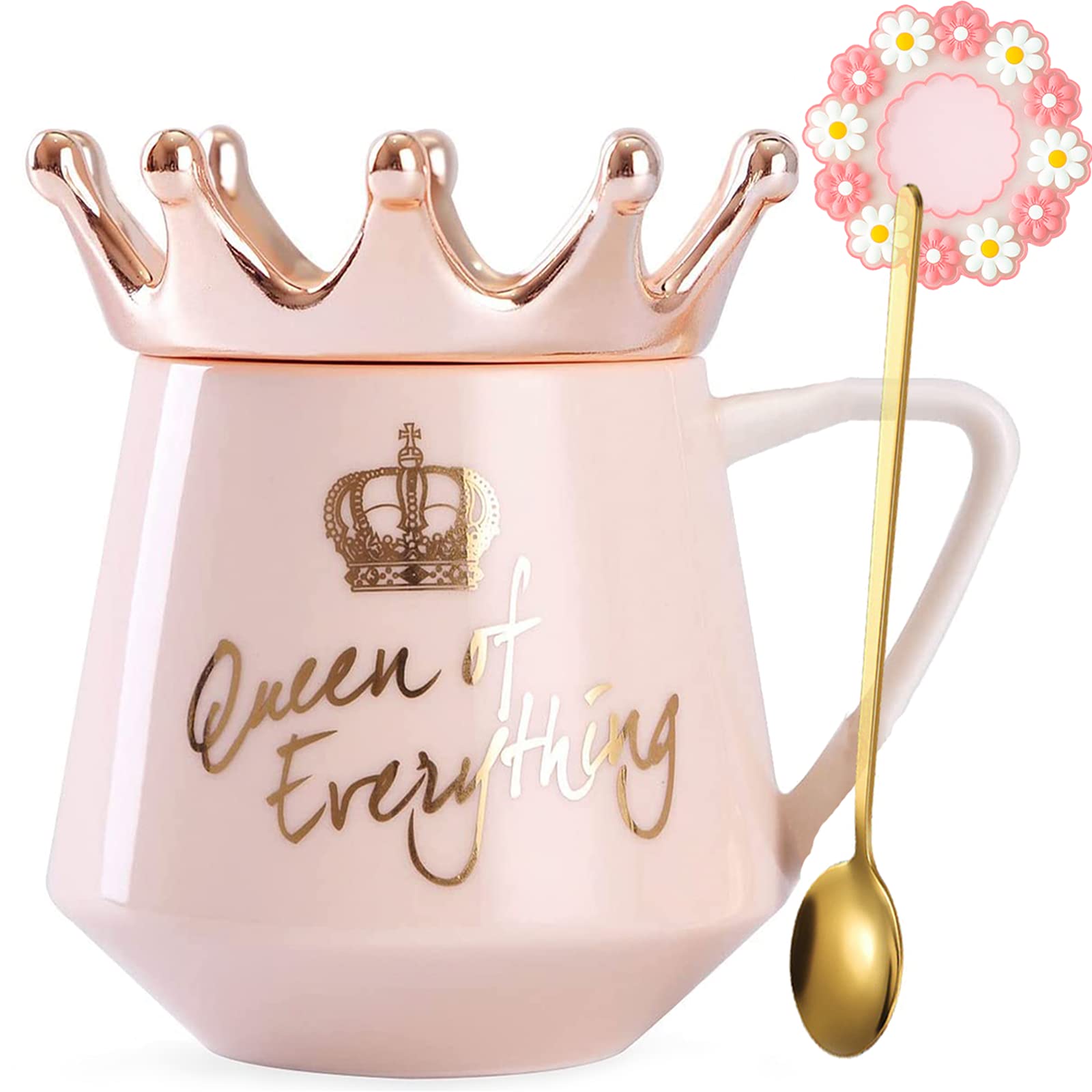 Taza Arawat Reina de Todo con Tapa, ideal para café o té diario.