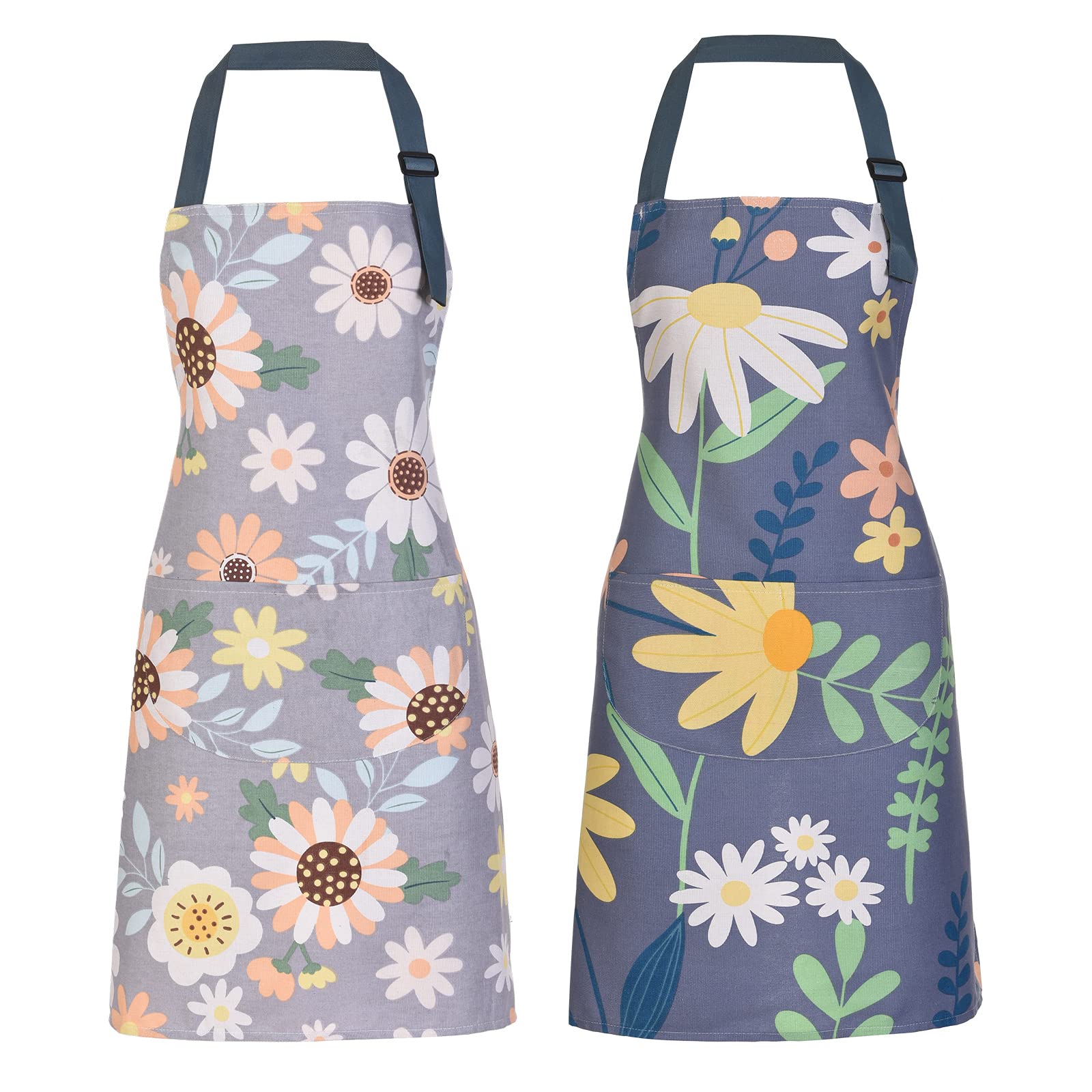 ARBINSON delantal floral para mujer con bolsillos, práctico para cocinar