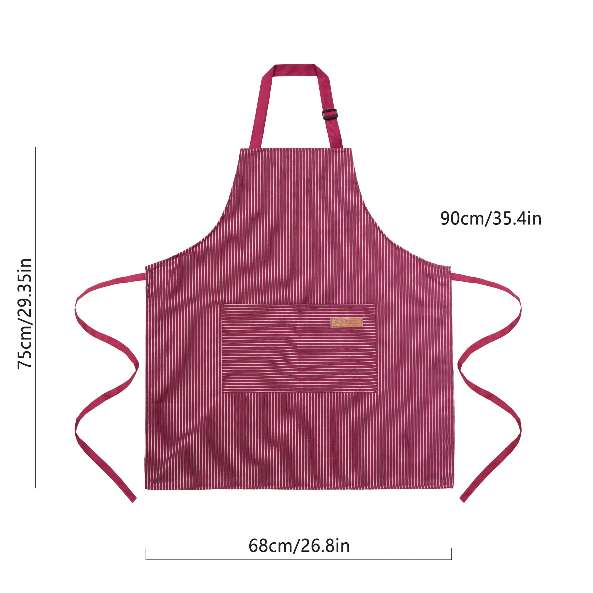 ARBINSON delantal rayas negro-vino elegante y práctico para la cocina