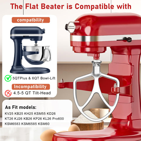 Arcbt batidor plano 316 para KitchenAid destaque por su superficie espejo
