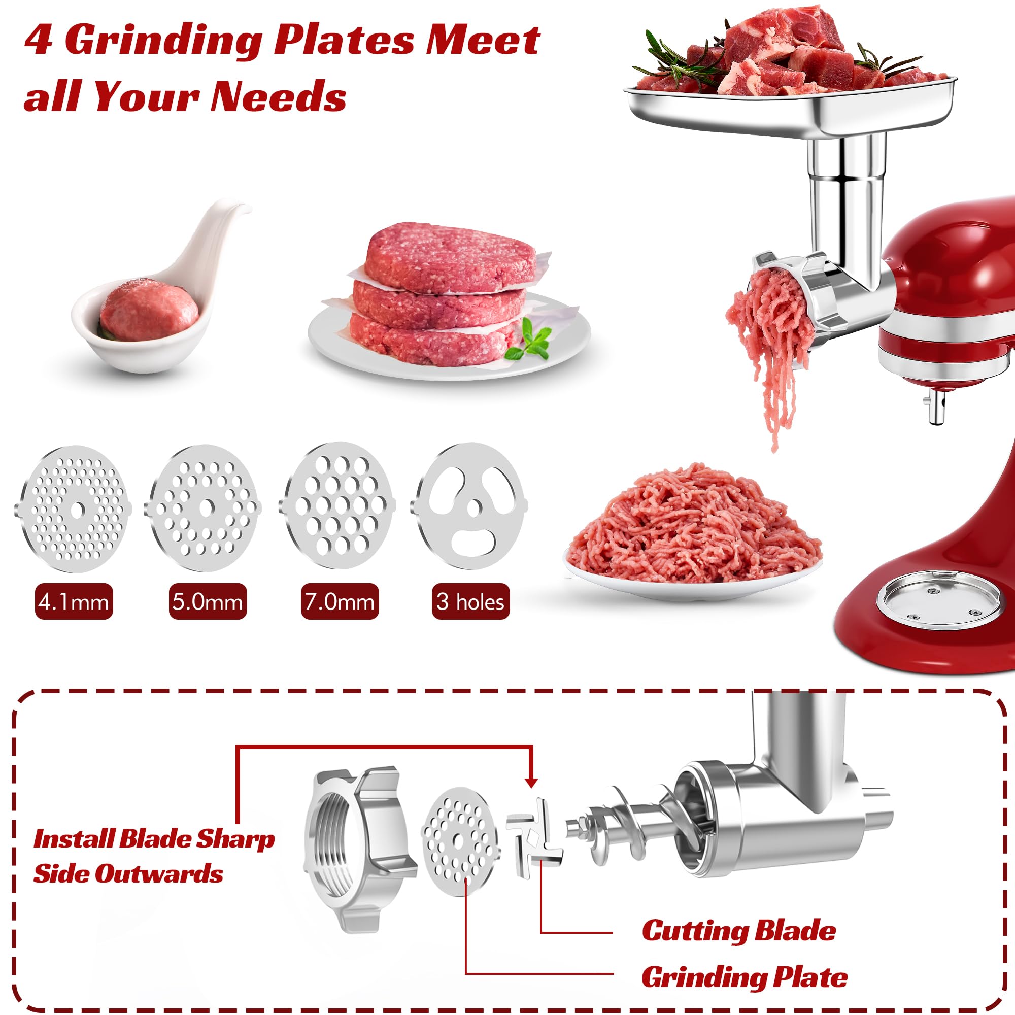 Arcbt molinillo para KitchenAid: placas de molienda grueso para texturas ricas