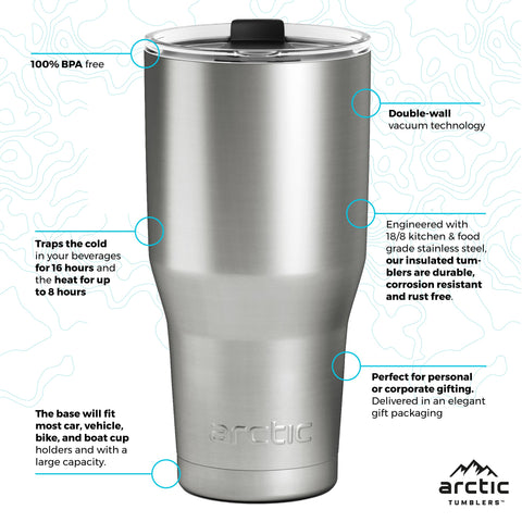 Arctic Tumblers 30 oz naranja, perfecto para viajes y oficina.