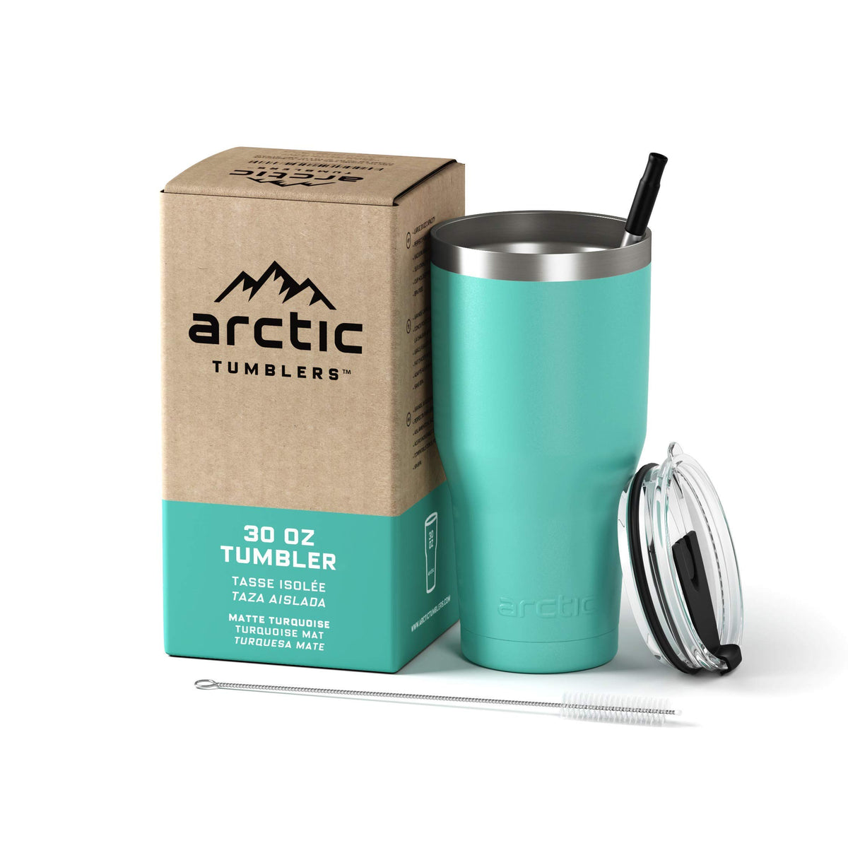 Arctic Tumblers, vaso aislante 30 oz turquesa mate, mantiene bebidas frías por horas.
