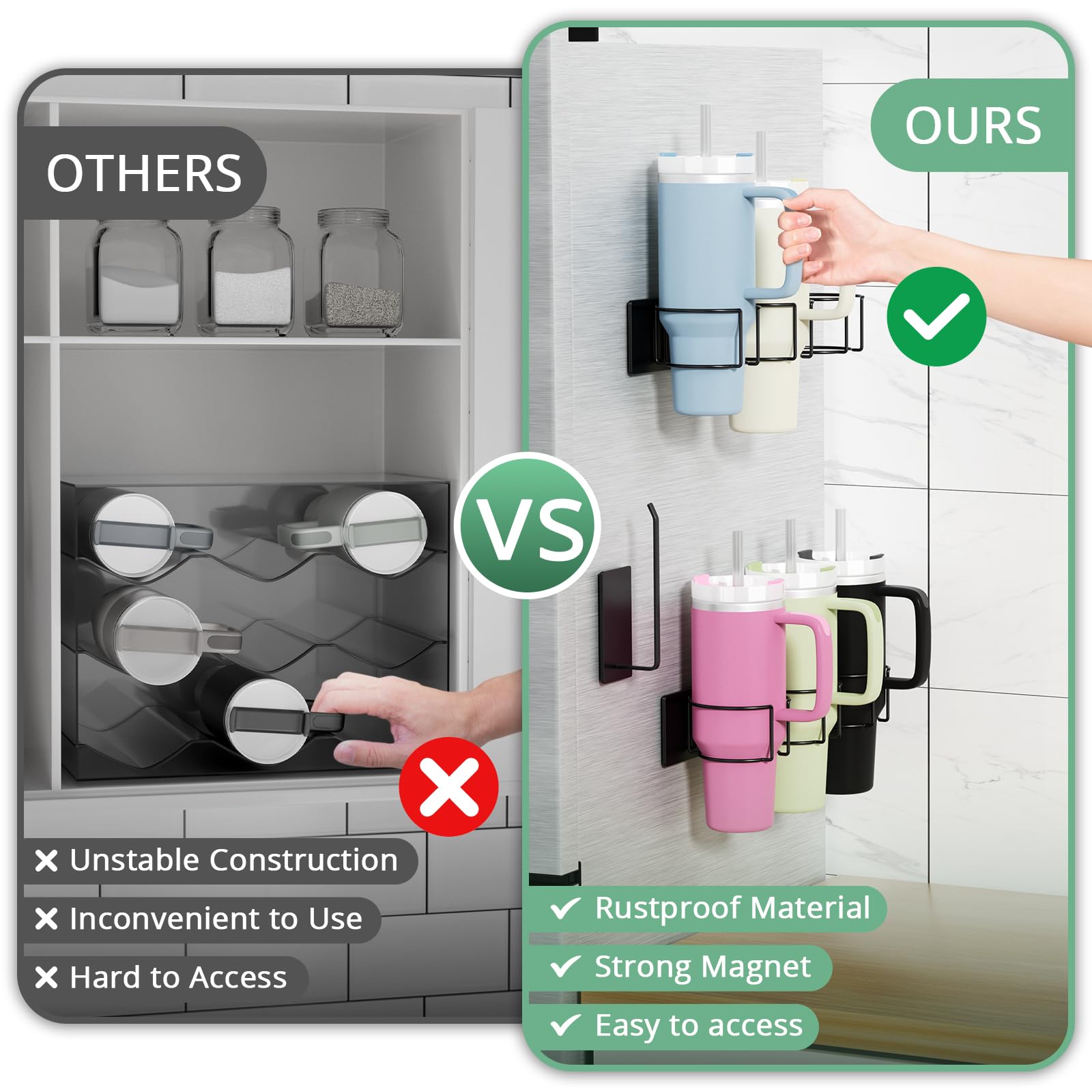 Arctiiro gancho magnético para refrigerador Stanley 40oz, fijación estable y ahorro de espacio.
