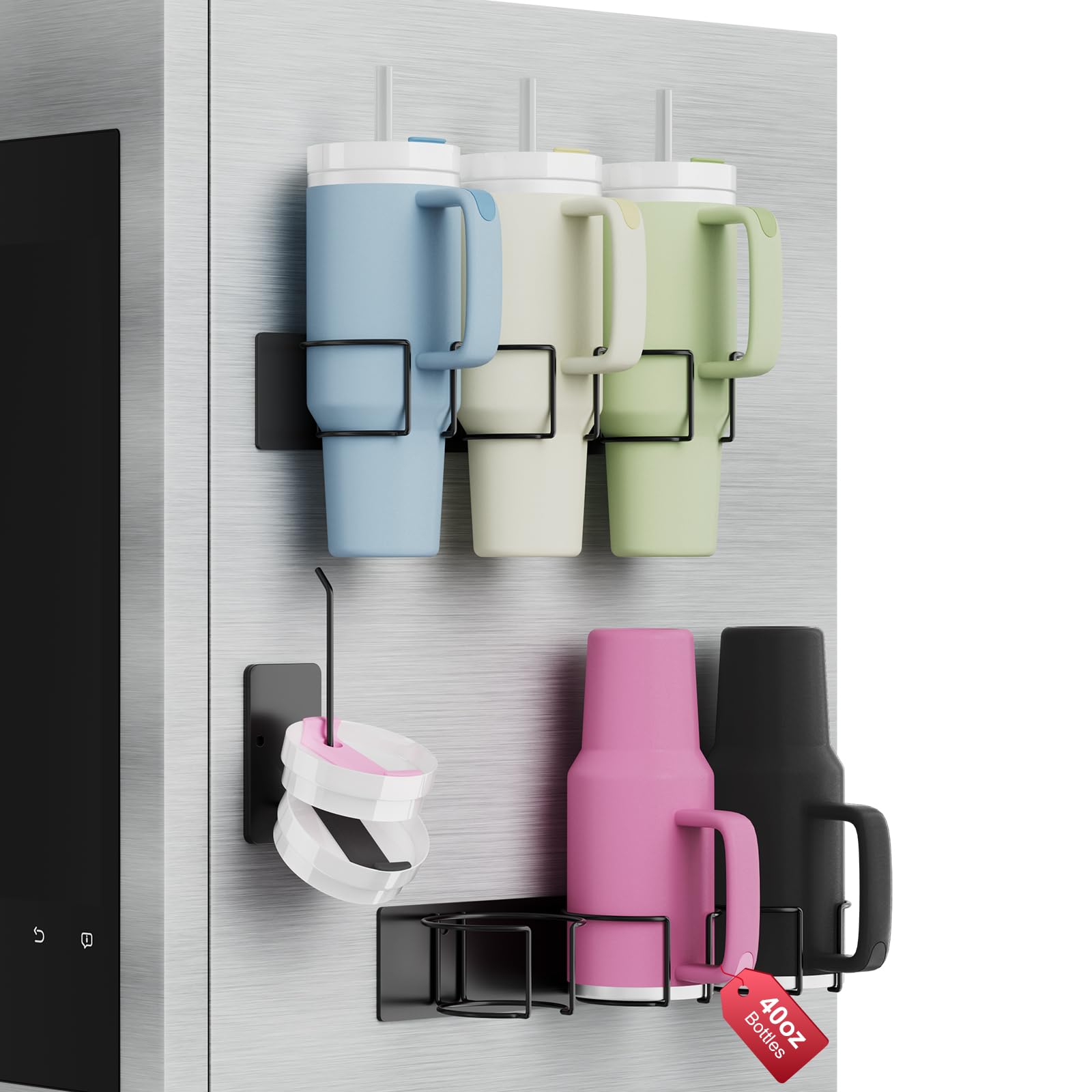 Arctiiro porta copa Stanley 40oz, organizador magnético para nevera y acceso rápido.
