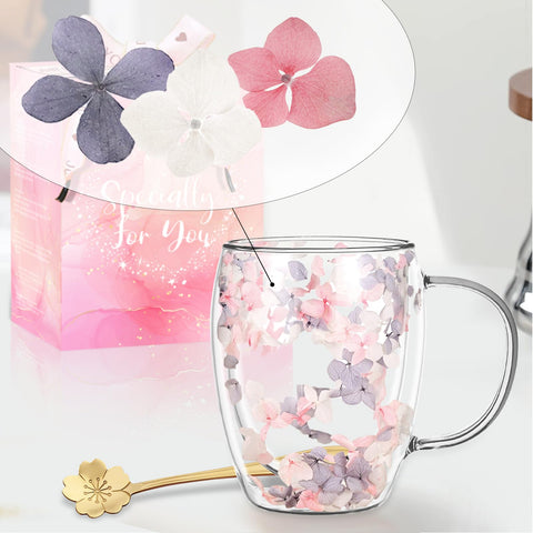 Arefen taza vidrio regalo para mamá, flor seca decorativa y elegante.