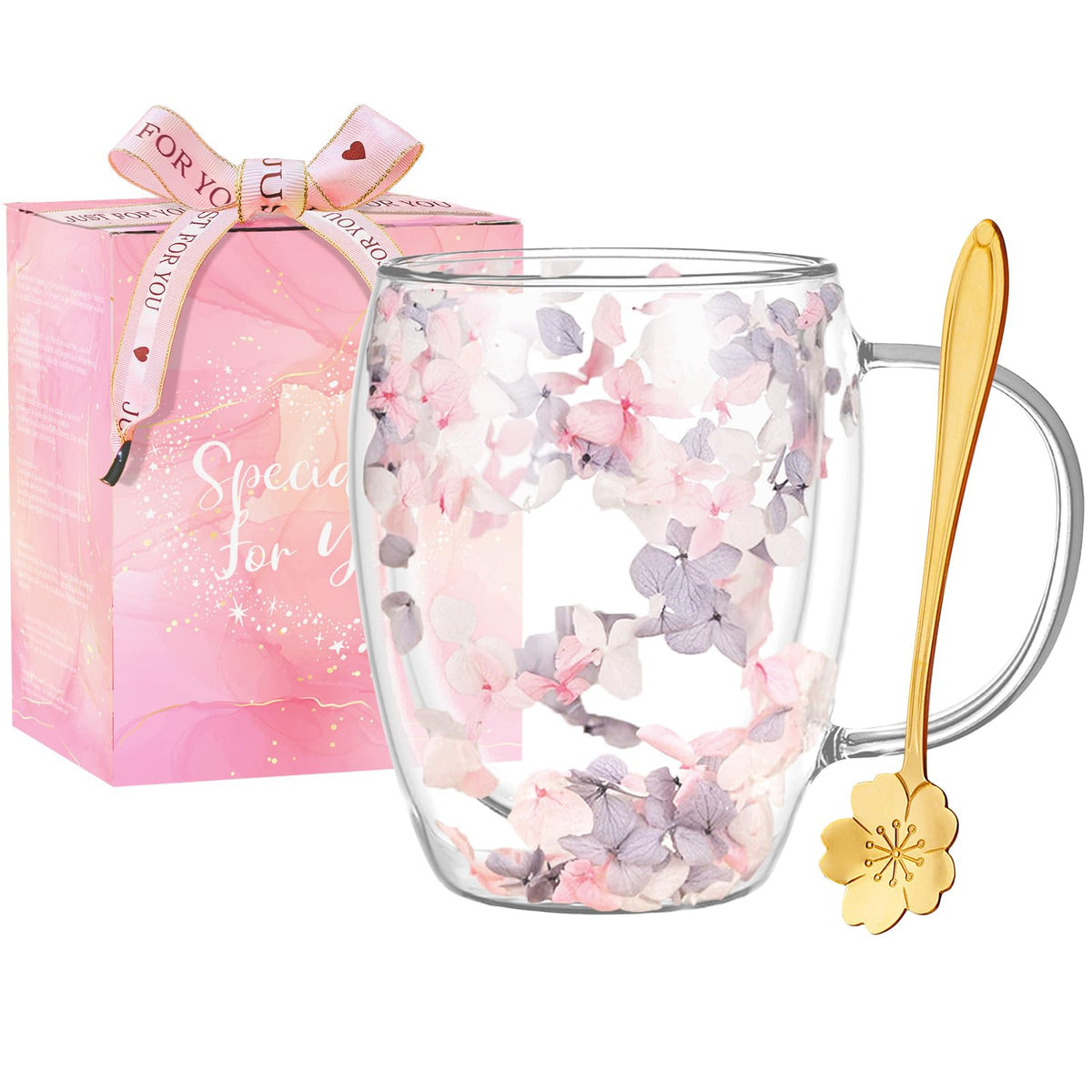 Arefen vaso vidrio doble pared flor seca, mantiene la bebida caliente sin quemar la mano.