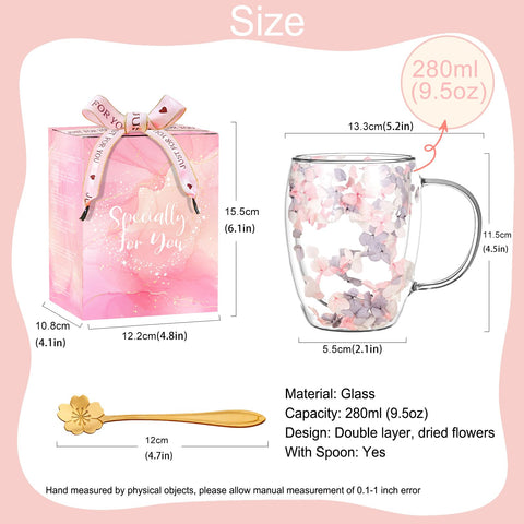 Arefen vaso vidrio doble pared, regalo perfecto para primavera y ocasiones especiales.