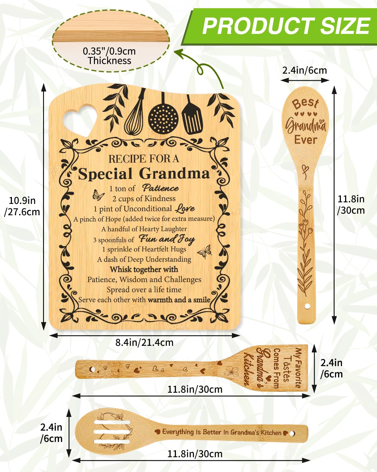 Aremdys regalo para abuela, conjunto de tablas de corte en bambú.