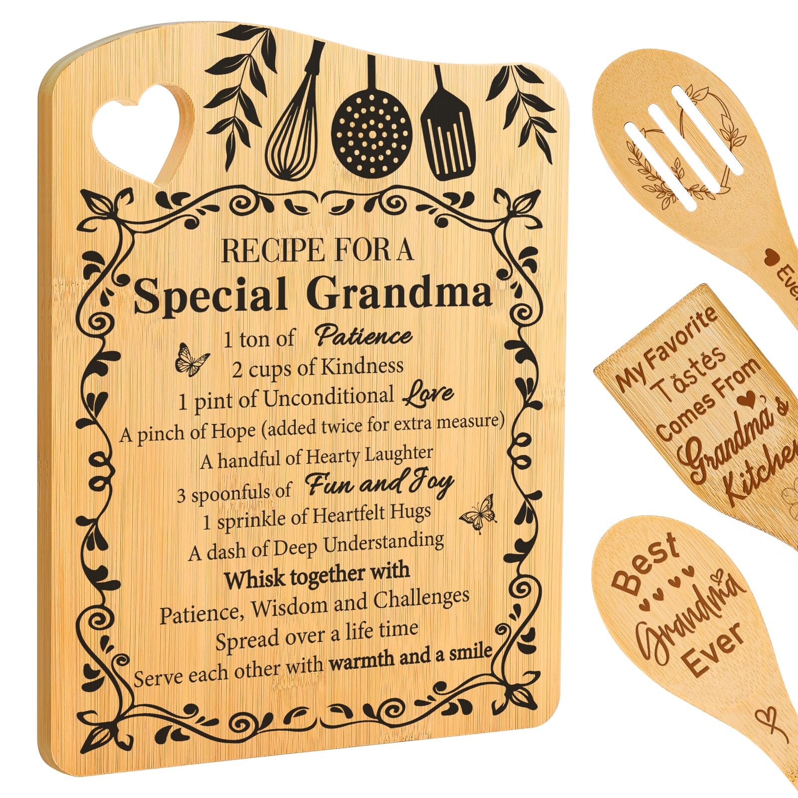 Aremdys tabla de corte de bambú para abuela, conjunto práctico para cocinar.