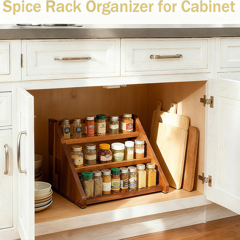 Arflo Acacia Spice Rack ranuras de 6,1 cm para botes comunes.