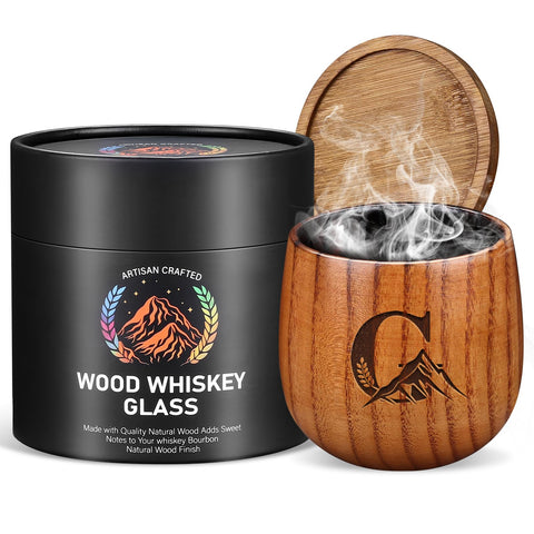 Argefkeen copa whisky madera quemada, detalle de grano: artesanía única para momentos especiales.