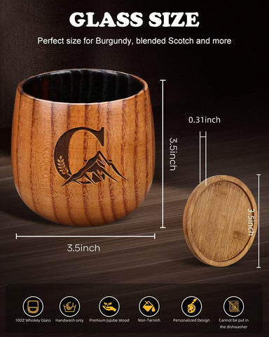 Argefkeen copa whisky madera quemada, talla manual: duradera y con carácter.