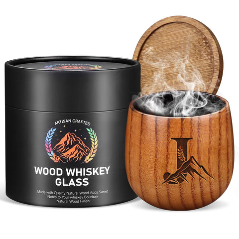 Vaso de whiskey de Argefkeen en madera carbonizada, regalo personalizado para degustaciones con estilo