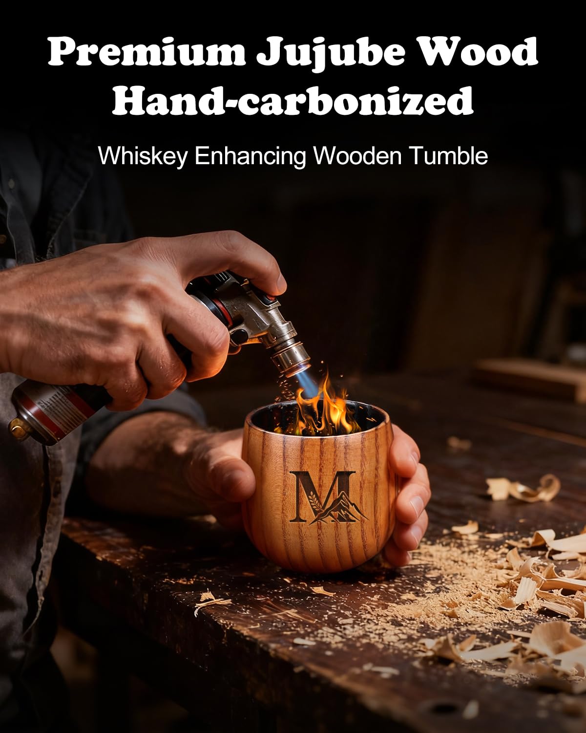 Argefkeen vaso whisky 12oz en madera, posible sabor más suave.