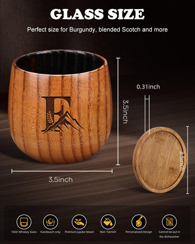 Vaso Argefkeen whisky estilo clásico en madera carbonizada, regalo ideal.