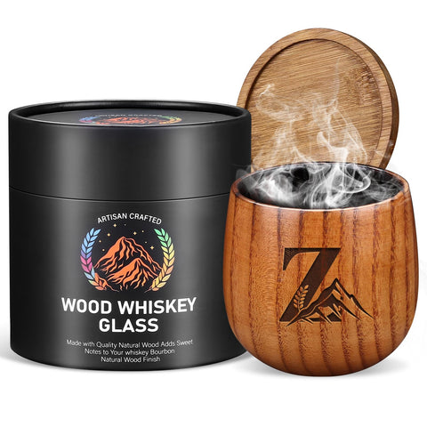Argefkeen vaso de whisky con madera carbonizada, diseño único para degustaciones