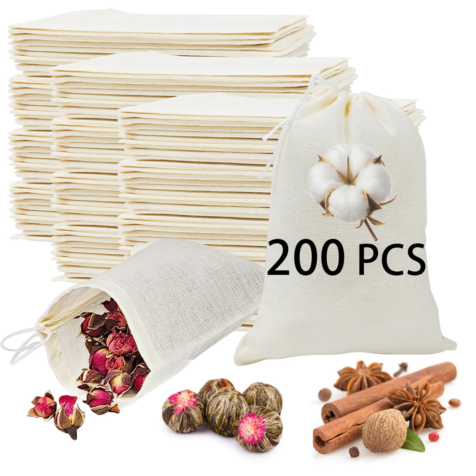 Bolsas ARKBAODAN de muslin para especias 3x4, filtrado seguro durante la cocción.