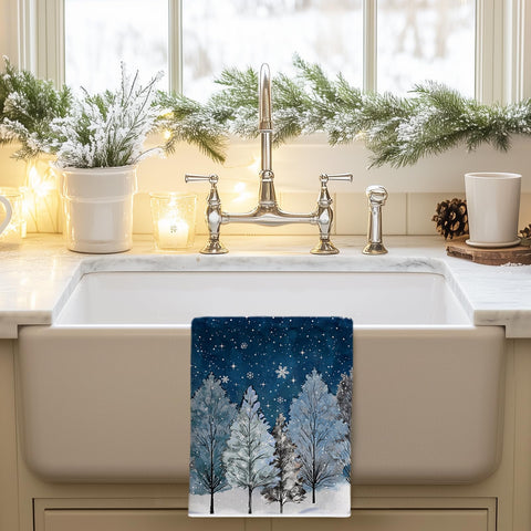 ARKENY toallas con diseño nieve-estrella, añade toque invernal y decorativo a la cocina.