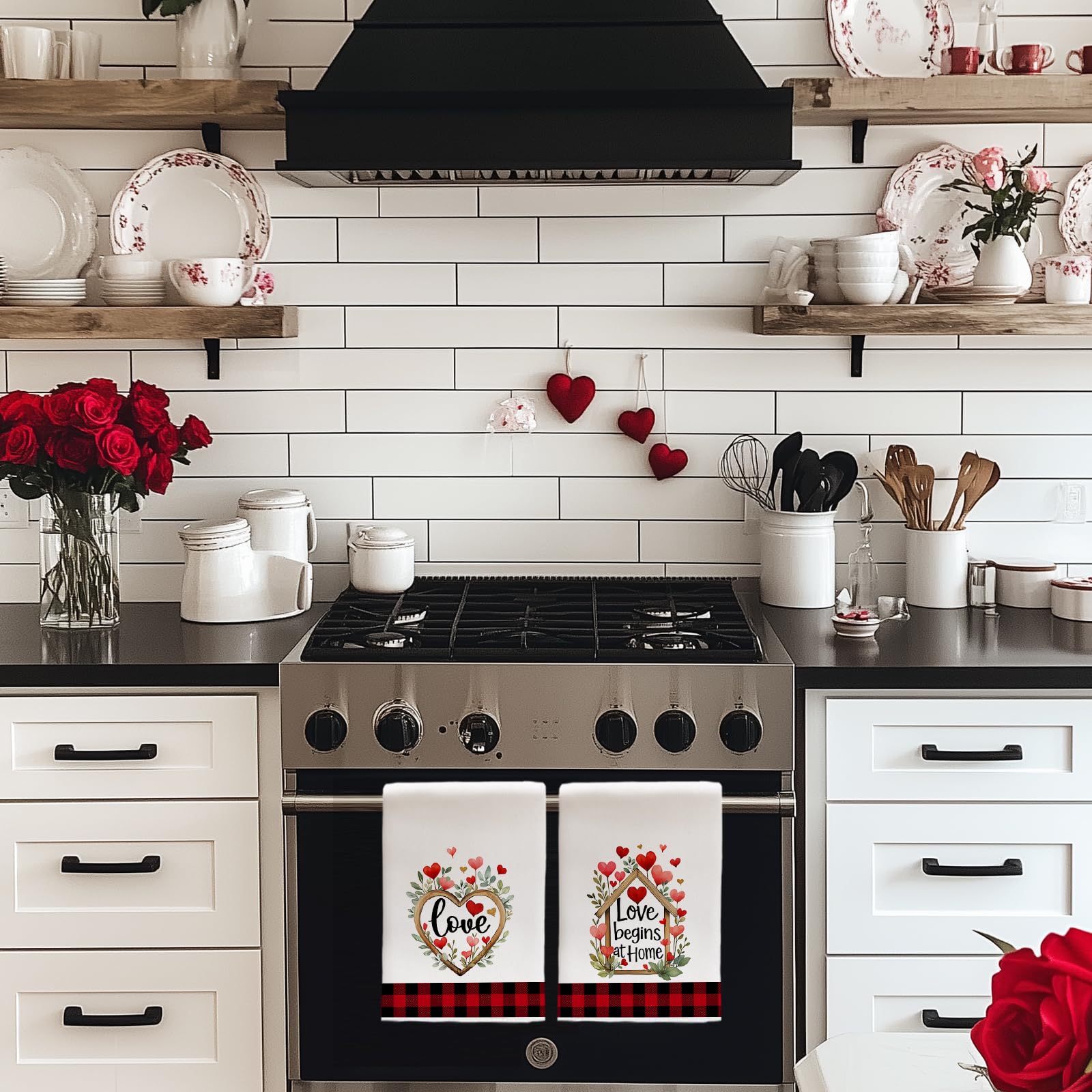 ARKENY toallas de cocina con diseño romántico y colores cálidos, decoración funcional.