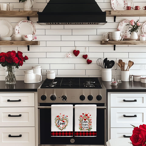 ARKENY toallas de cocina con diseño romántico y colores cálidos, decoración funcional.