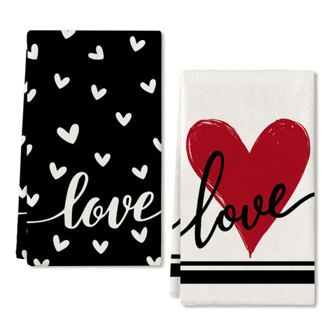 ARKENY toallas de cocina Valentine con corazon negro, ideales para secar platos.