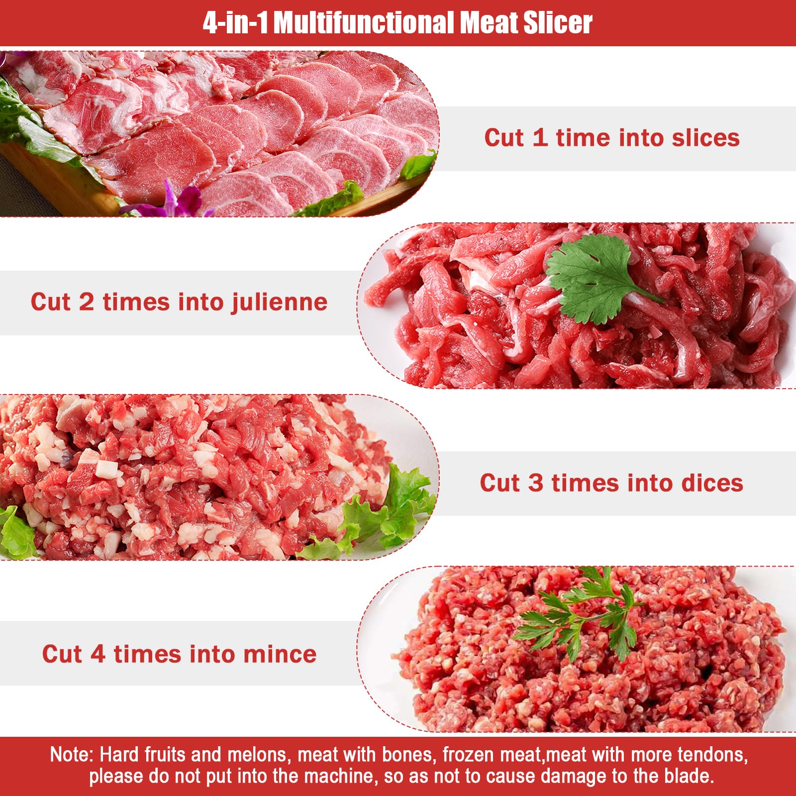 ARLUMA Cortadora de Carne, uso versátil para cortar, trocear y picar.