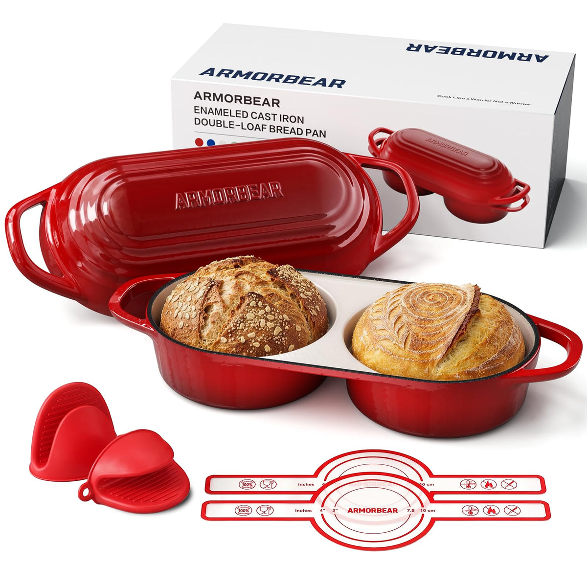 Armorbear mini double dutch oven frontal mostrando acabado rojo y capacidad