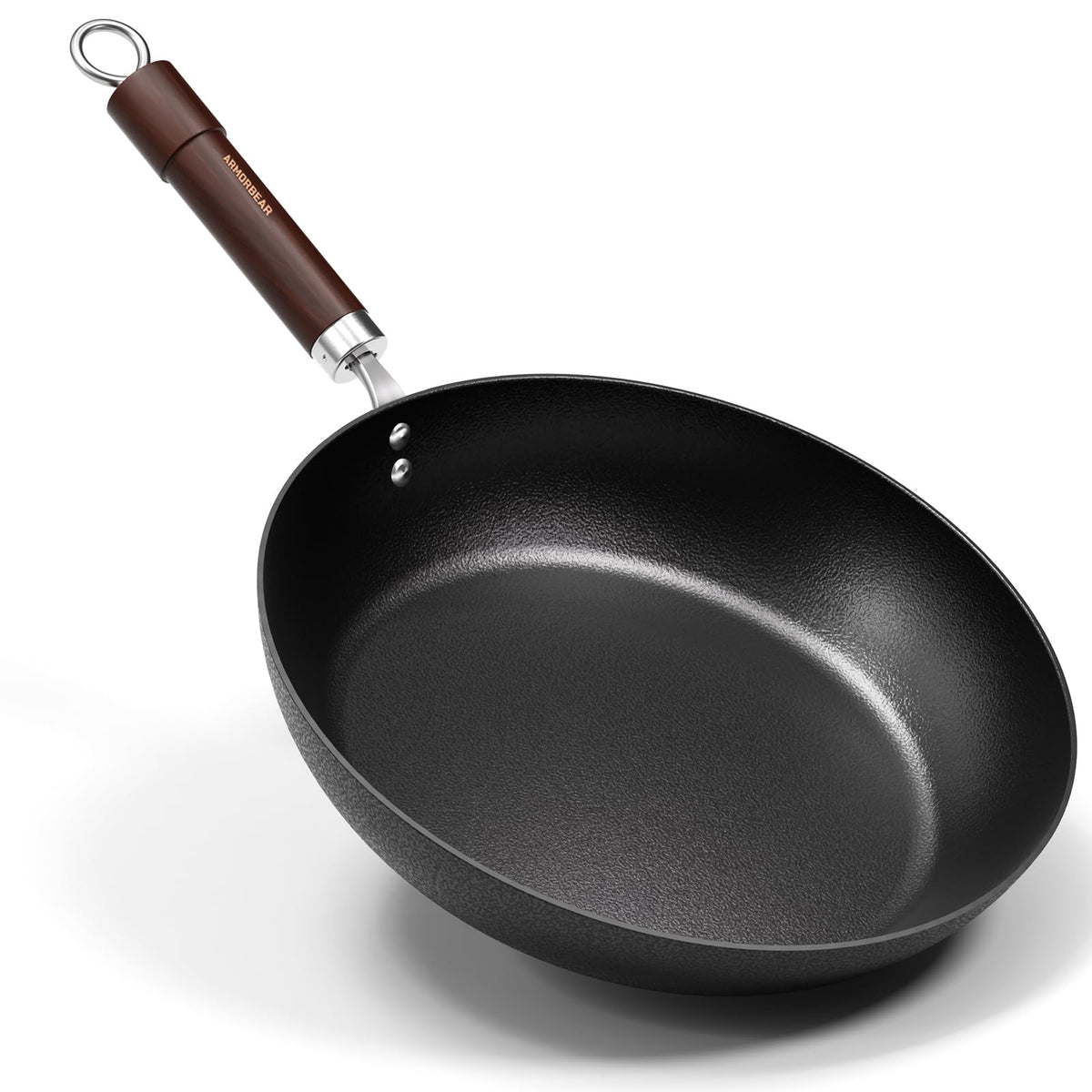Armorbear Sartén de carbono, superficie pre-sazonada para cocinar con menos aceite.