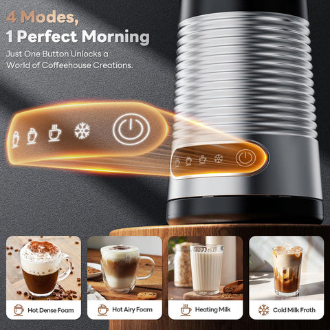 Aromaster batidora-leche-caliente, enfoque cercano para leche caliente perfecta para bebidas cremosas.