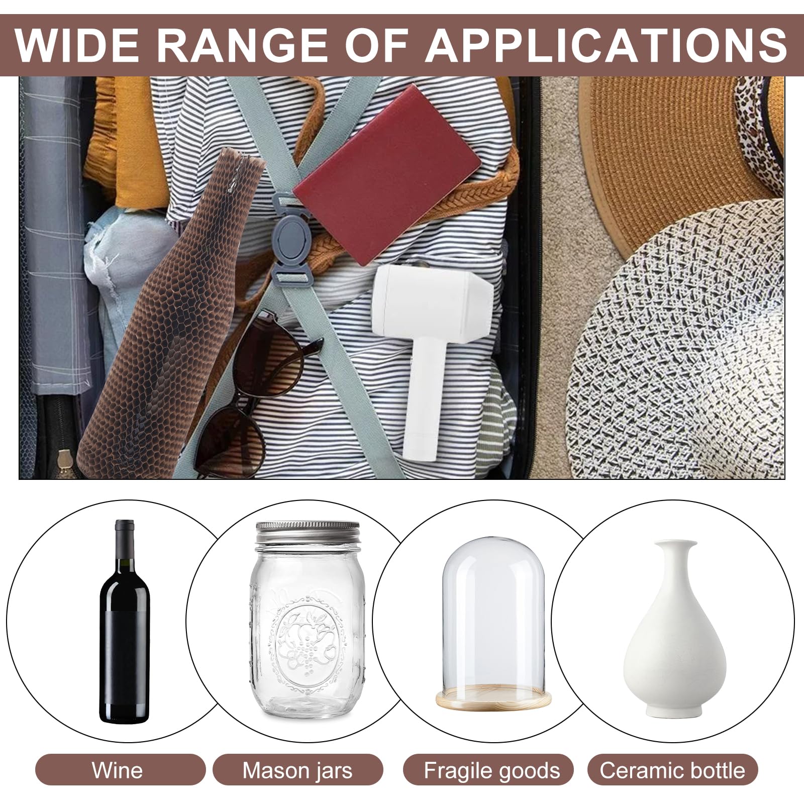 Almacenamiento fácil de bolsas protectoras para vino en casa.