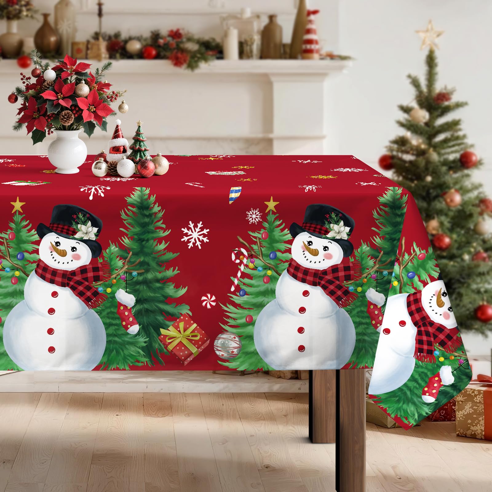 Mantel Arquiel impermeable con diseño navideño rojo protege la mesa