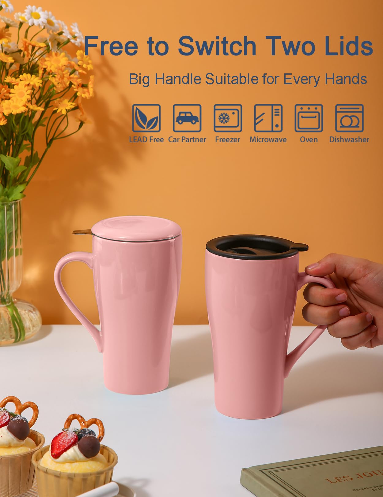 ARRADEN Tapa cerámica para taza de té, sirve como platillo seguro.