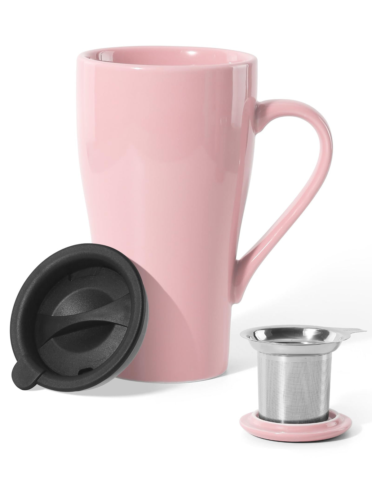 ARRADEN Taza de té con infusor y tapa, perfecta para infusiones caseras.