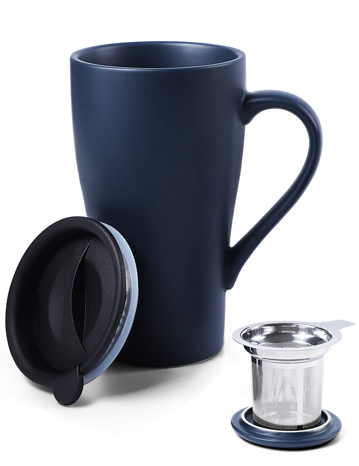 ARRADEN taza de té con infusor y dos tapas para infusiones de hojas sueltas.