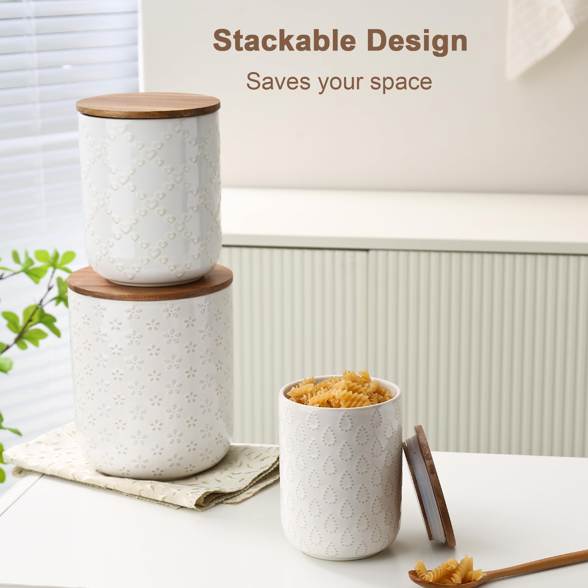 ARRADENS diseño apilable para ahorrar espacio en la encimera.