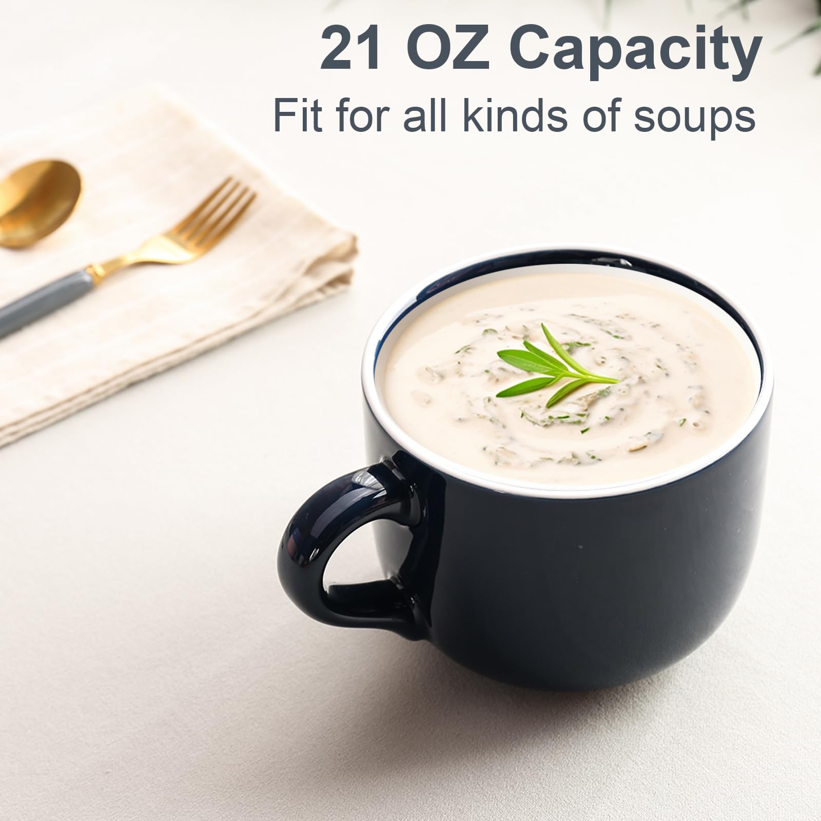 ARRADENS taza-sopa con mango beige, perfecta para desayuno abundante.