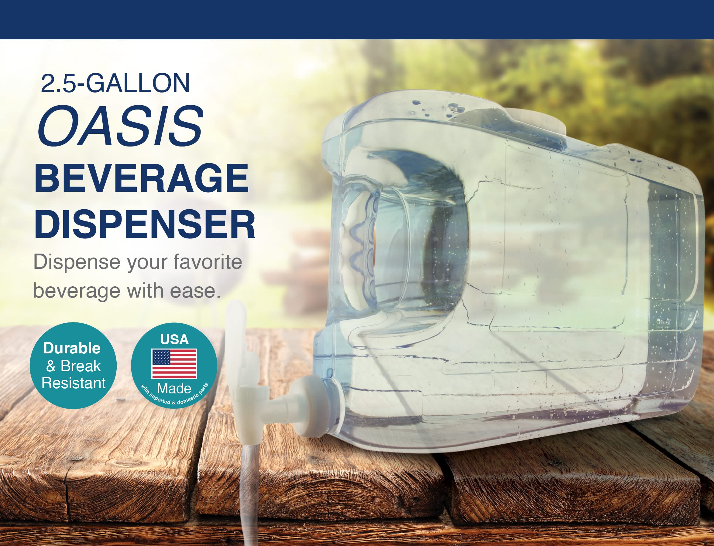 Oasis dispensador de Arrow, plástico transparente para bebidas.