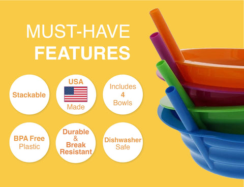 Sip-A-Bowl de Arrow Home colorido para cereal y leche sin derrames