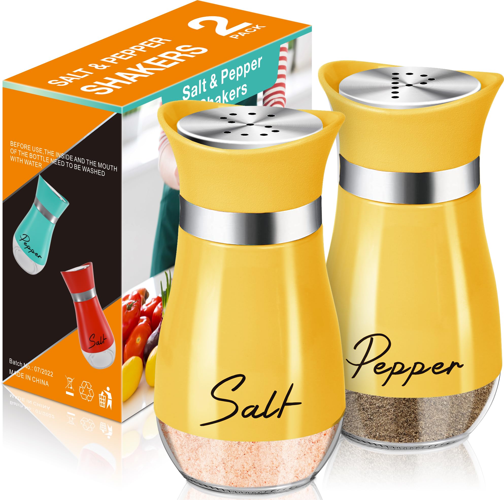 Arrozon juego de sal y pimienta con vidrio visible y tapa inox, fácil de rellenar.