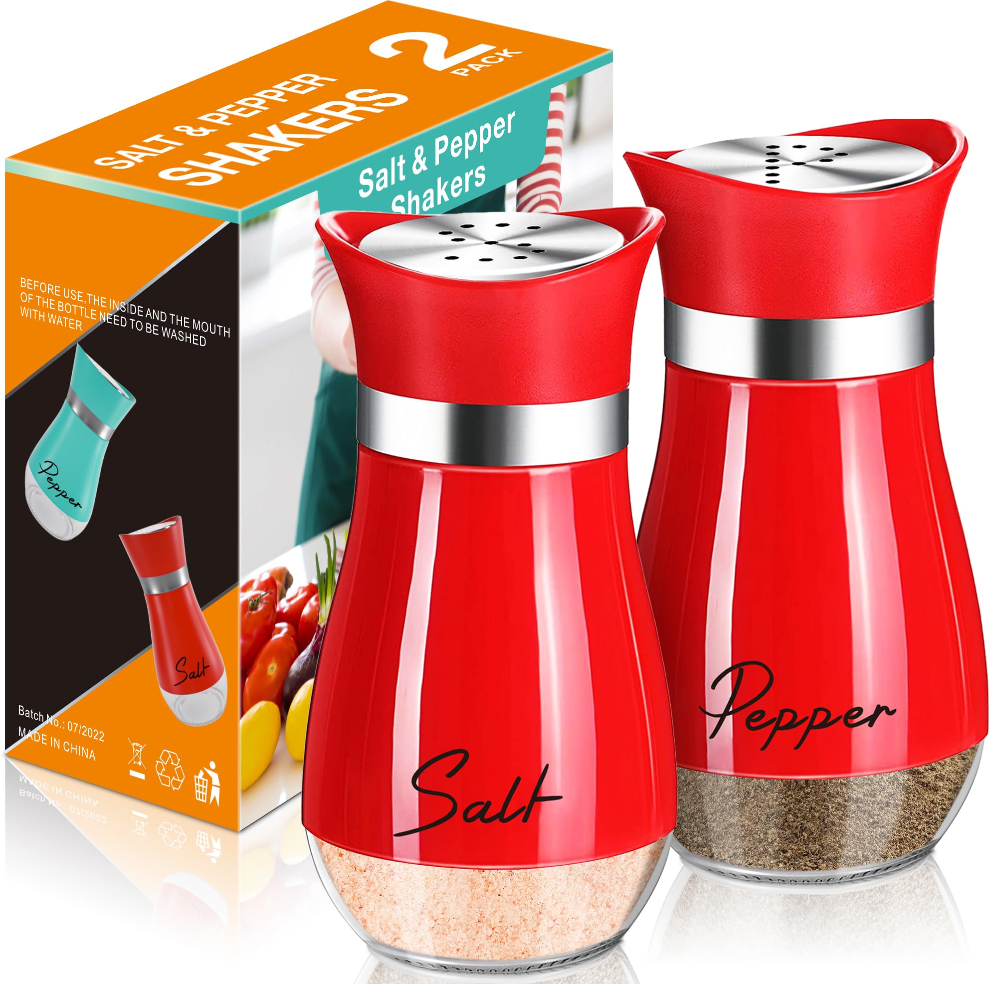 Arrozon set de sal y pimienta con base de cristal para recargas fáciles.