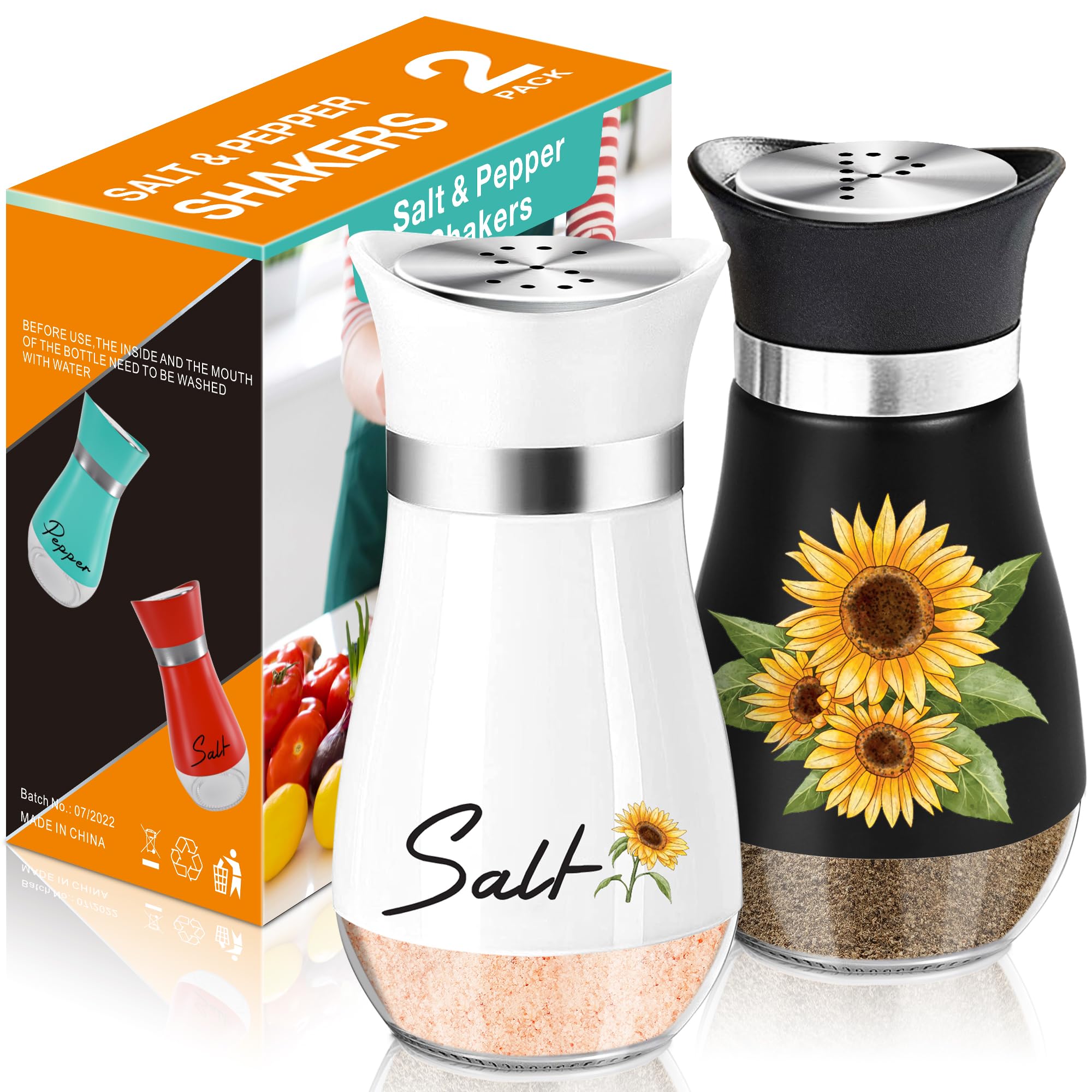 Arrozon set de sal y pimienta girasol de 4oz añade encanto rústico a la mesa.