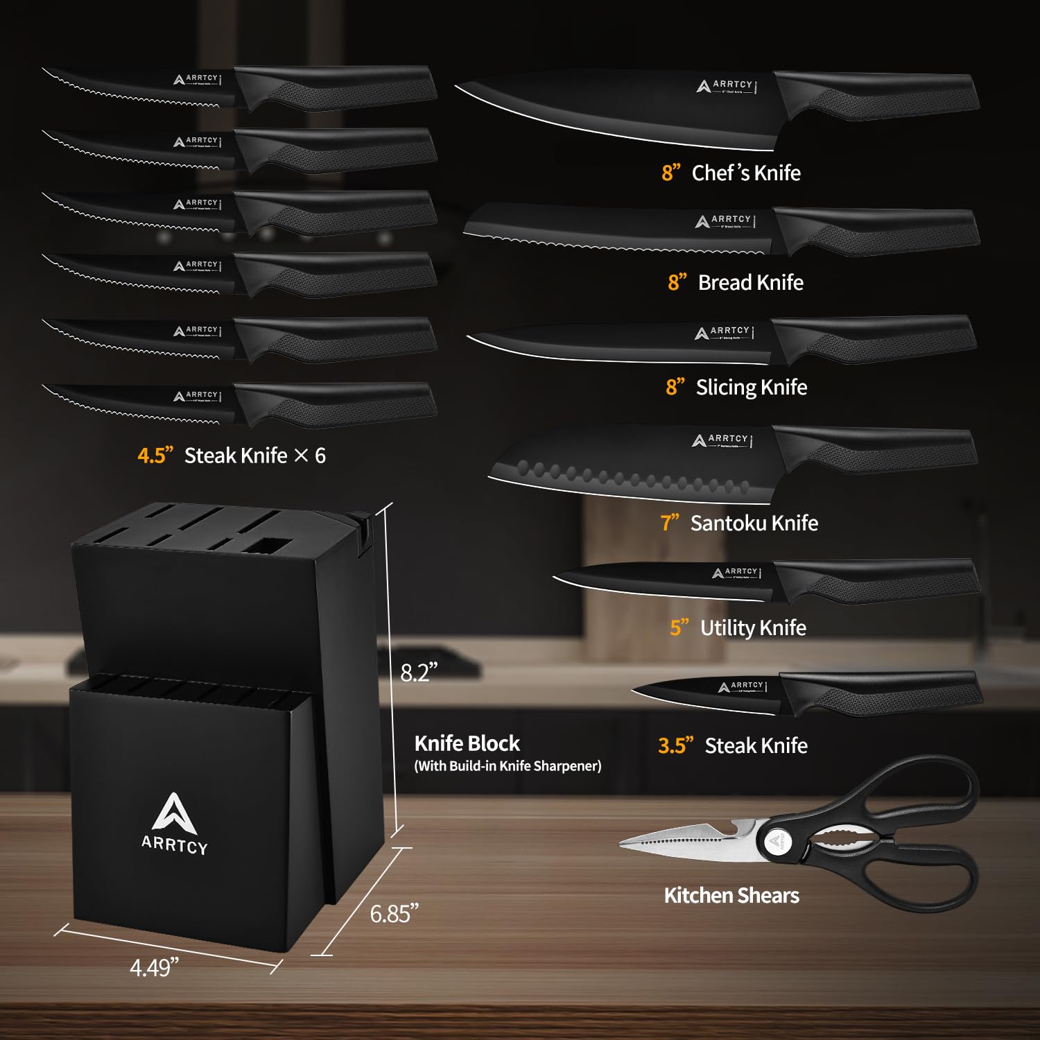 Arrtcy: cuchillo chef de 8 pulg para cortes precisos.