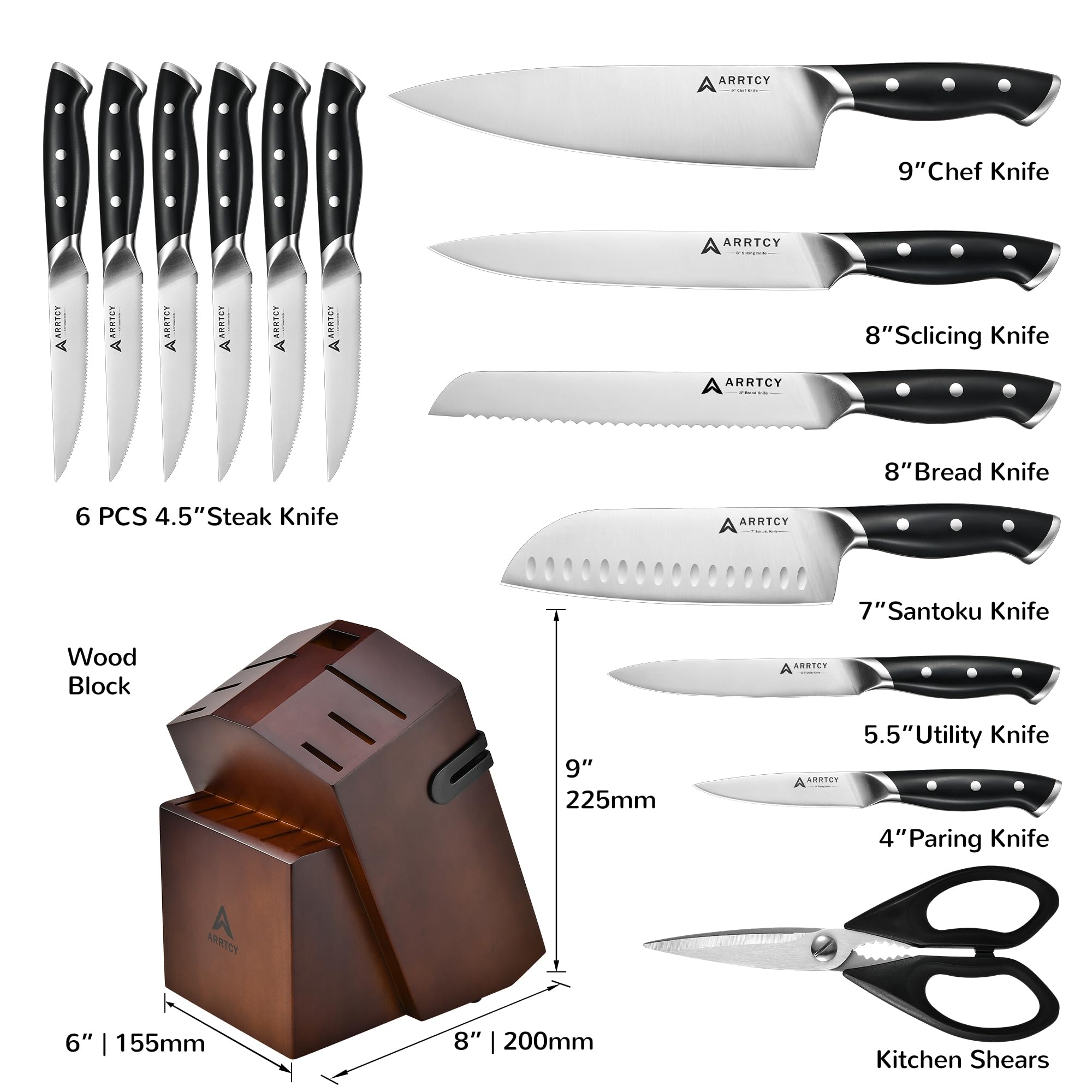 Arrtcy-cuchillo-cocinero-9-pulgadas para rebanar con precisión y control.