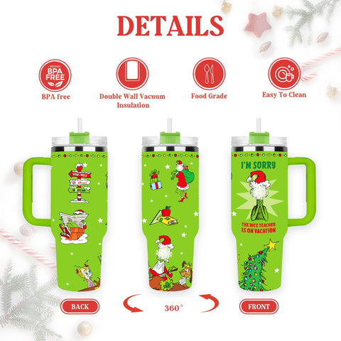 Arsemica Tumbler Navidad con pajita, práctico para bebidas frías y calientes