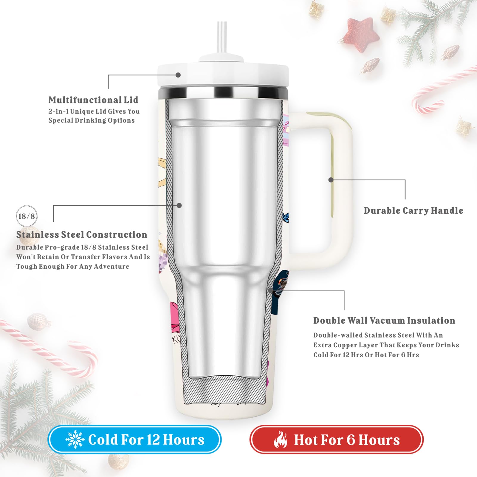 Arsemica tumler mantiene frío 12 horas y caliente 6 horas para bebidas.