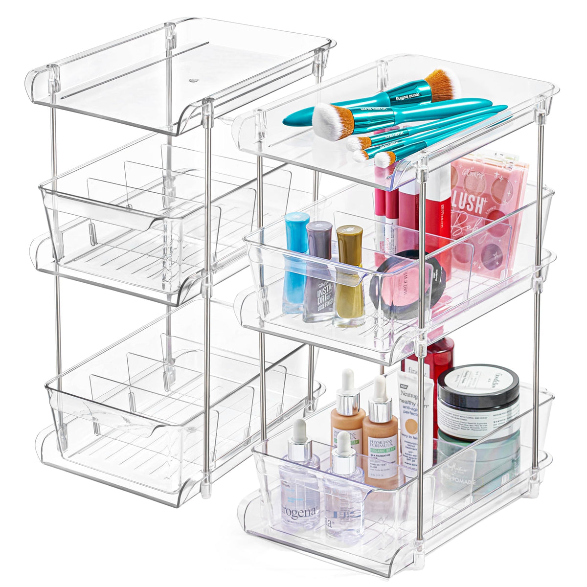 ARSLY organizador bajo lavabo de 3 niveles transparentes para acceso rápido.