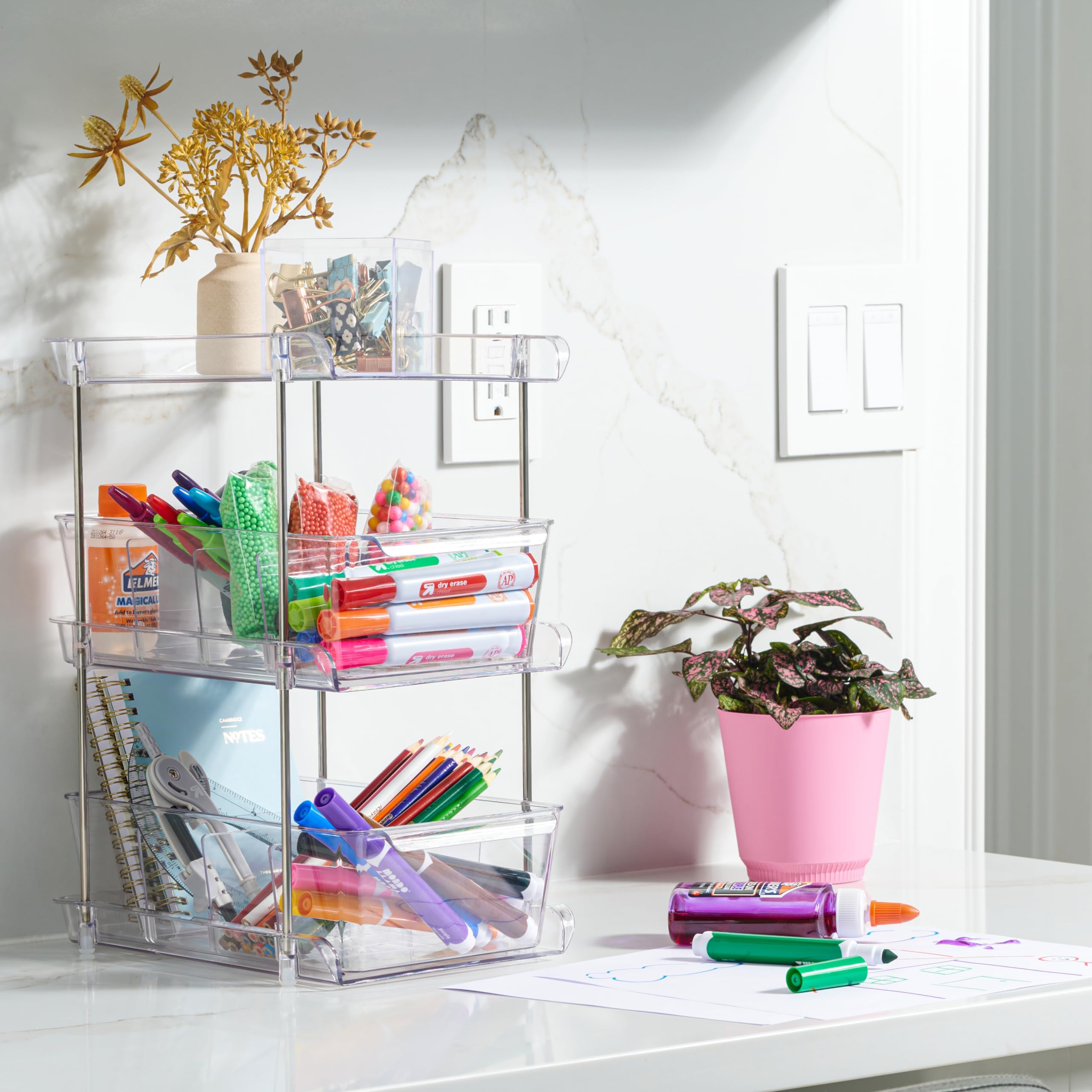 ARSLY organizador de baño para gabinete con sistema deslizante que ahorra espacio.