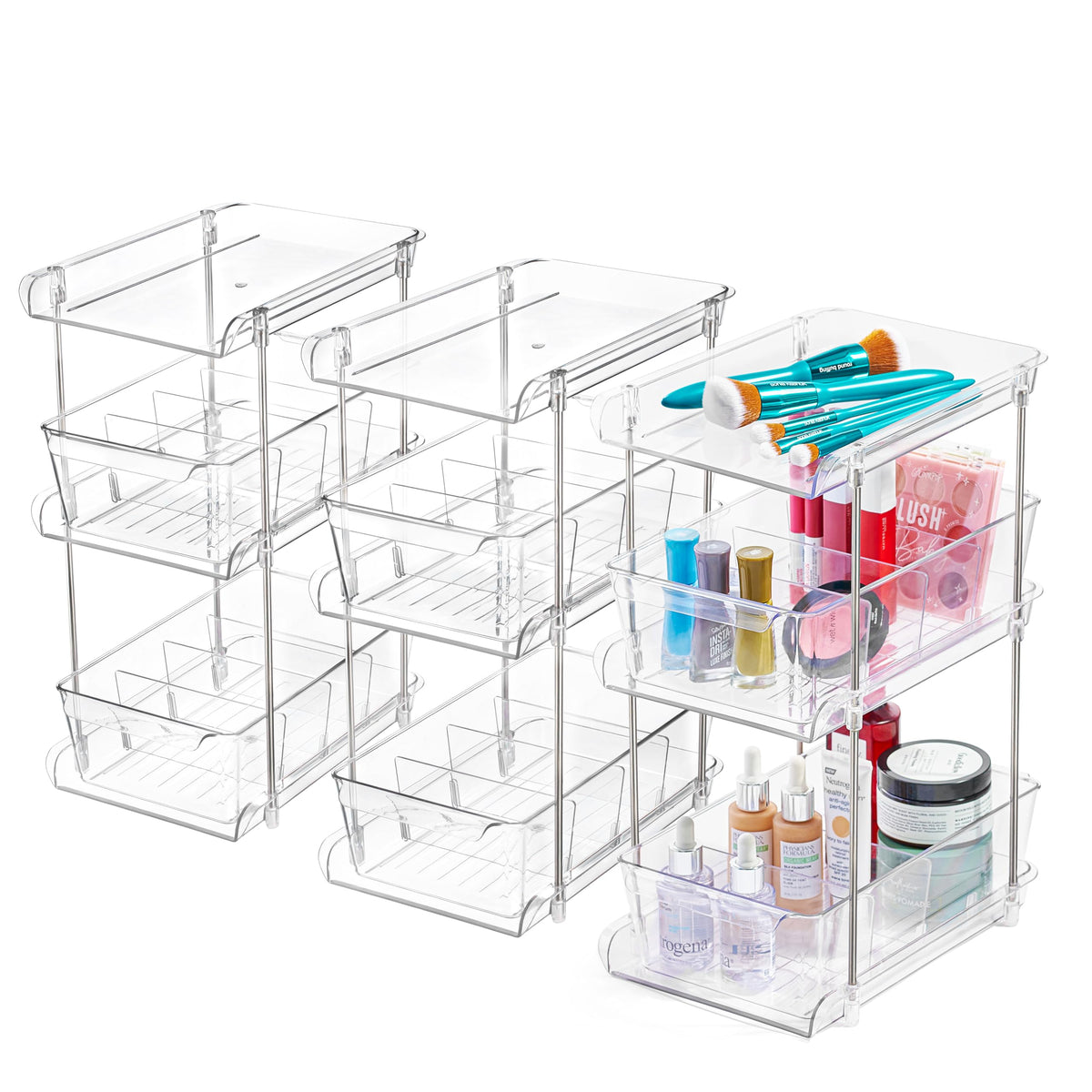 ARSLY organizador claro para bajo lavabo con tres niveles facilita ver y tomar cosméticos.